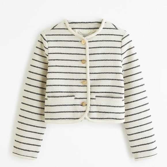 Abercrombie & Fitch Jackets & Blazers - NEW Abercrombie And Fitch Collarless Tweed Jacket